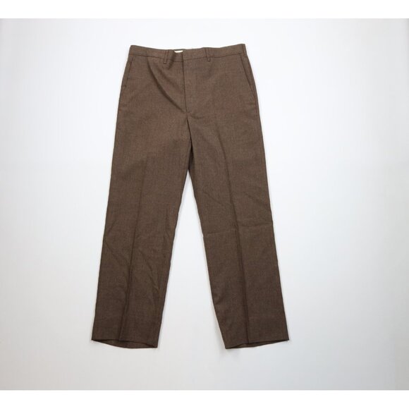 Vtg 70s Streetwear Mens 34x29 Wool Blend Flared Wide Leg Chino Pants Brown USA